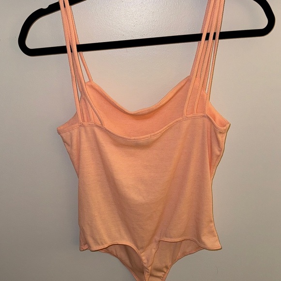 Strappy pink coral ribbed Bodysuit - Picture 6 of 7